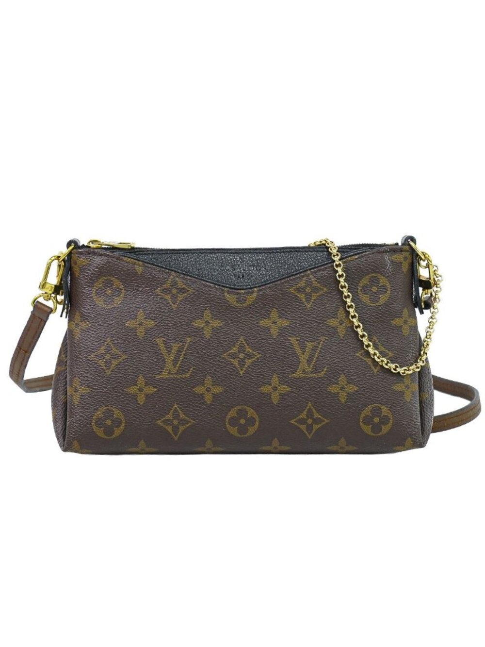 Louis Vuitton LV Pallas Clutch Monogram 2-Way Shoulder Bag Brown
